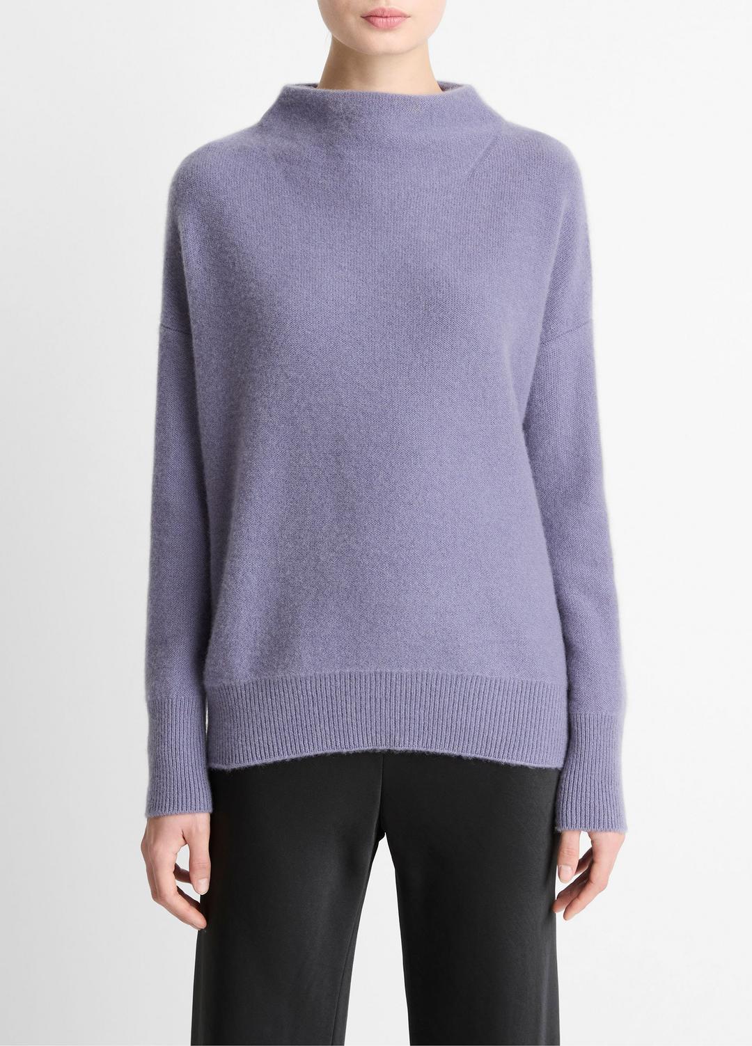 Plush Cashmere Funnel-Neck Sweater in Turtleneck - MAUVE IRIS
