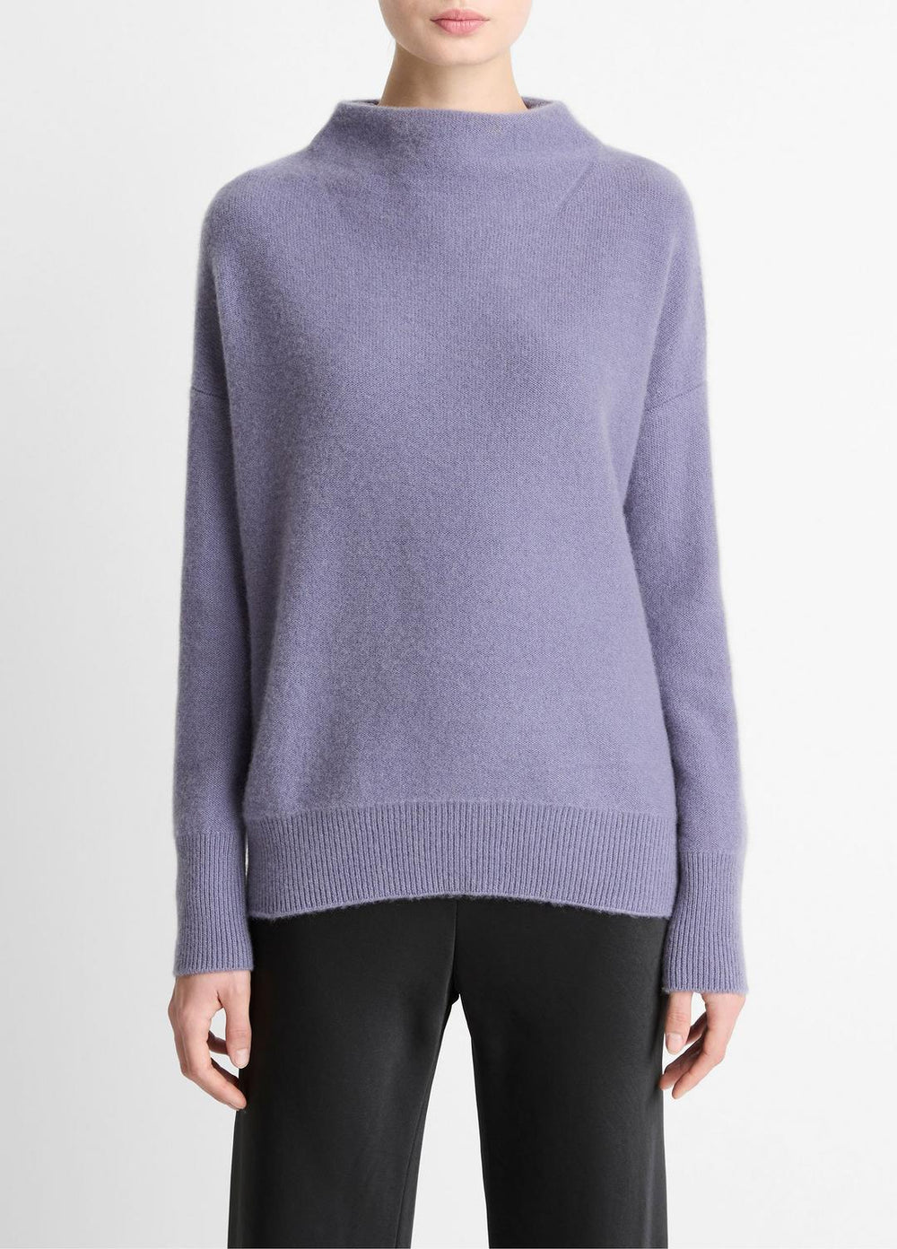 Plush Cashmere Funnel-Neck Sweater in Turtleneck - MAUVE IRIS