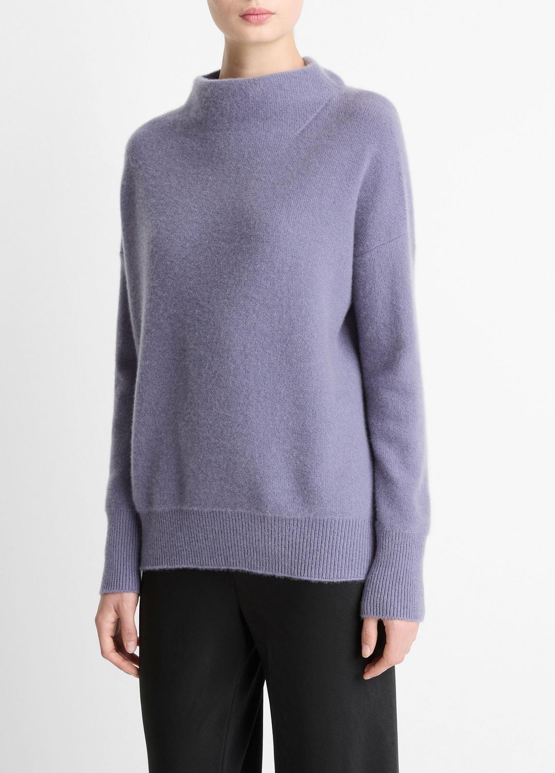 Plush Cashmere Funnel-Neck Sweater in Turtleneck - MAUVE IRIS