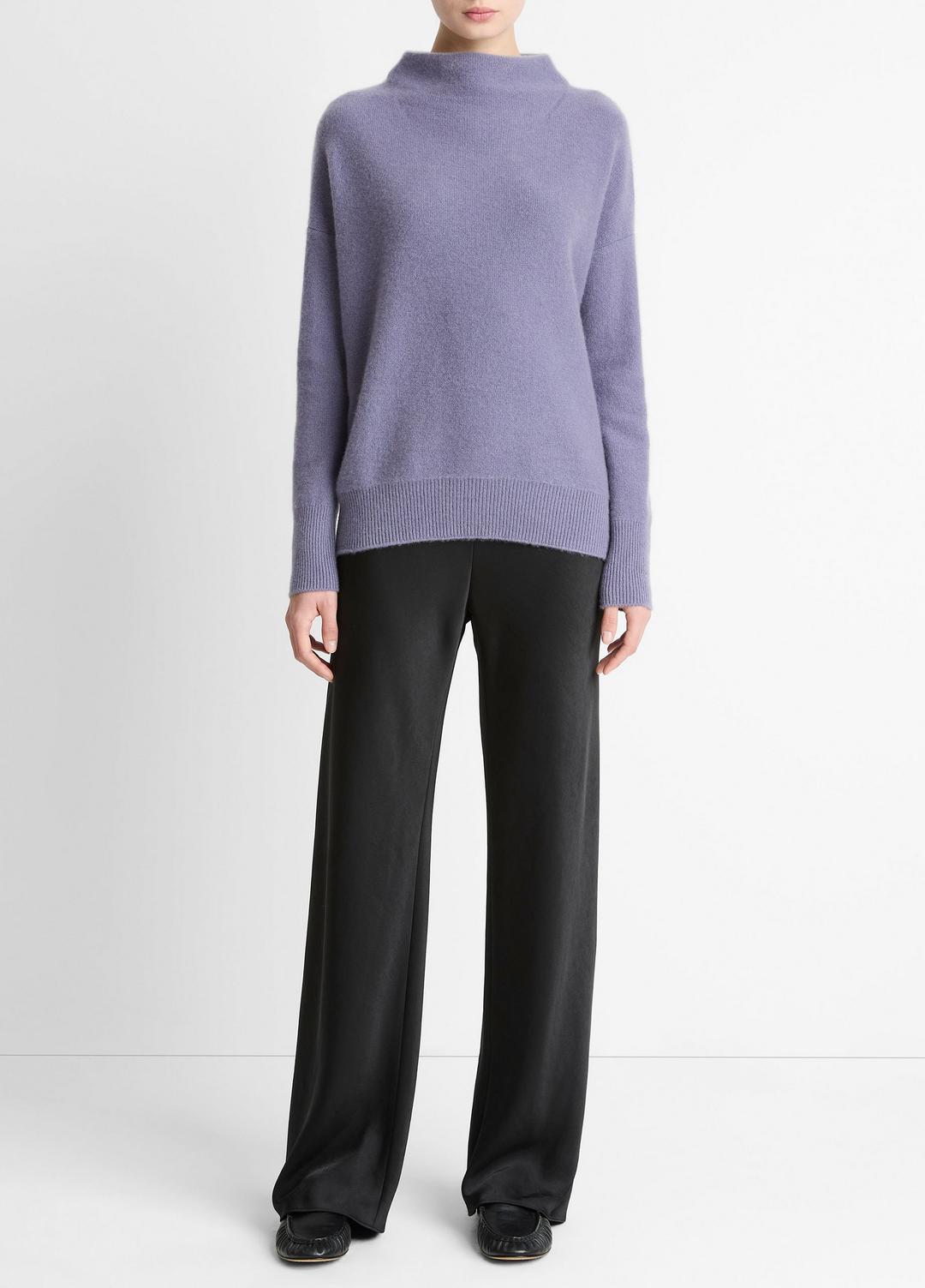 Plush Cashmere Funnel-Neck Sweater in Turtleneck - MAUVE IRIS
