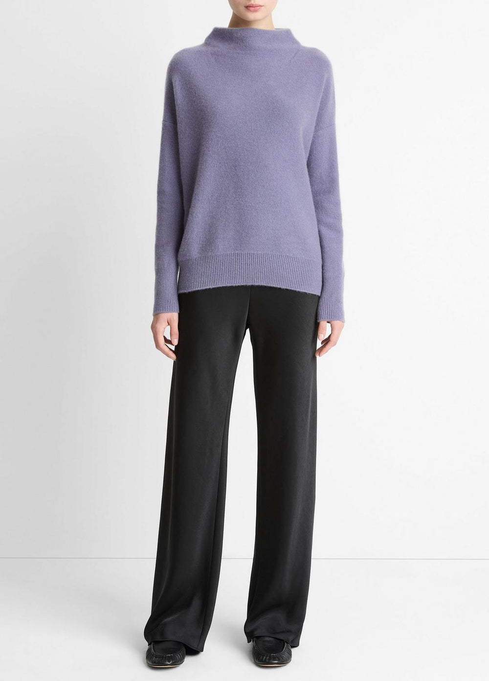 Plush Cashmere Funnel-Neck Sweater in Turtleneck - MAUVE IRIS