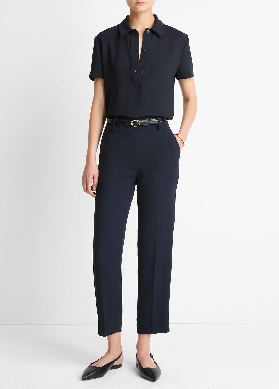 Crepe Tapered Pull-On Pant in Trousers - COASTAL BLUE