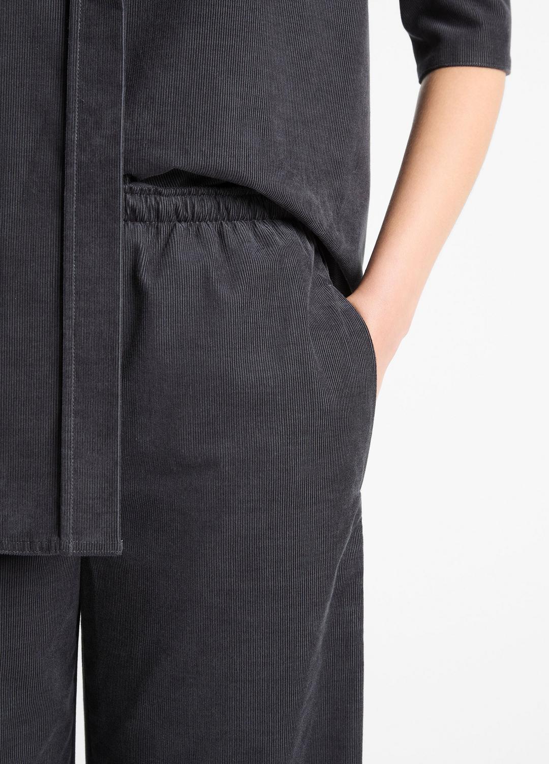 Cotton Corduroy Pull-On Pant in Wide Leg - GRAPHITE