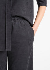 Cotton Corduroy Pull-On Pant in Wide Leg - GRAPHITE