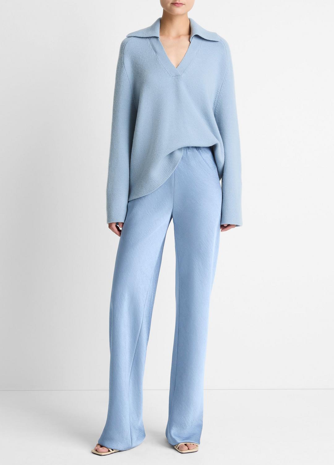 Colette High-Rise Fluid Satin Bias Pant in Trousers - PACIFIC