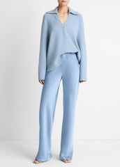 Colette High-Rise Fluid Satin Bias Pant in Trousers - PACIFIC