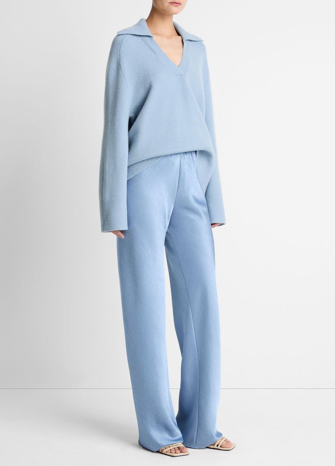 Colette High-Rise Fluid Satin Bias Pant in Trousers - PACIFIC