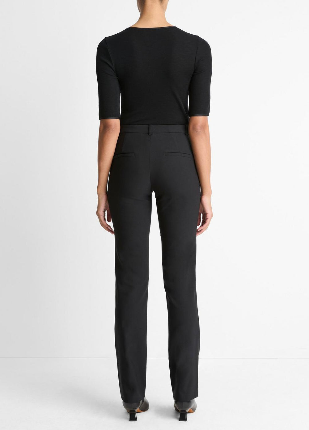 Cotton-Blend Slim Cigarette Pant in Trousers - BLACK