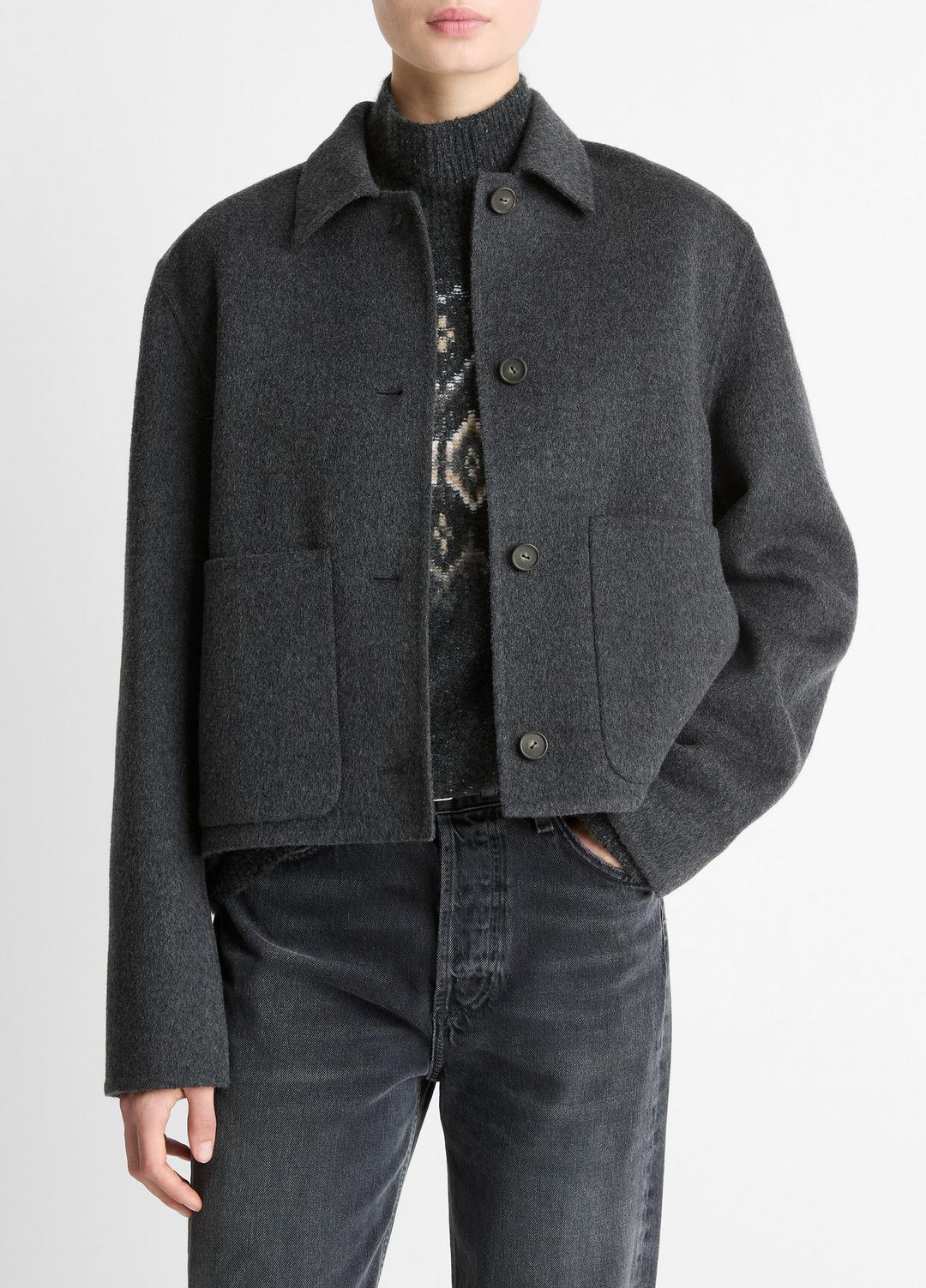 Wool & Cashmere-Blend Short Jacket in Jackets - CHARCOAL