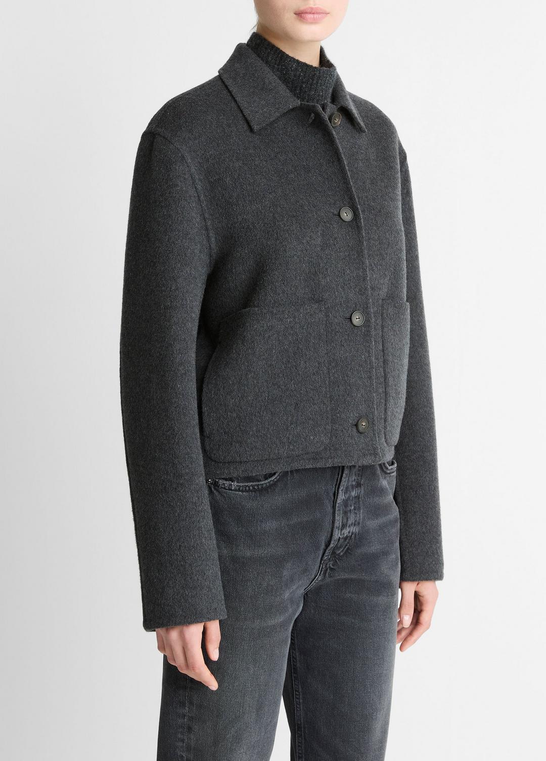 Wool & Cashmere-Blend Short Jacket in Jackets - CHARCOAL