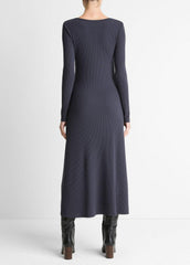 Ribbed Cotton-Blend Scoop-Neck Dress in Dresses - NIGHT MARINE