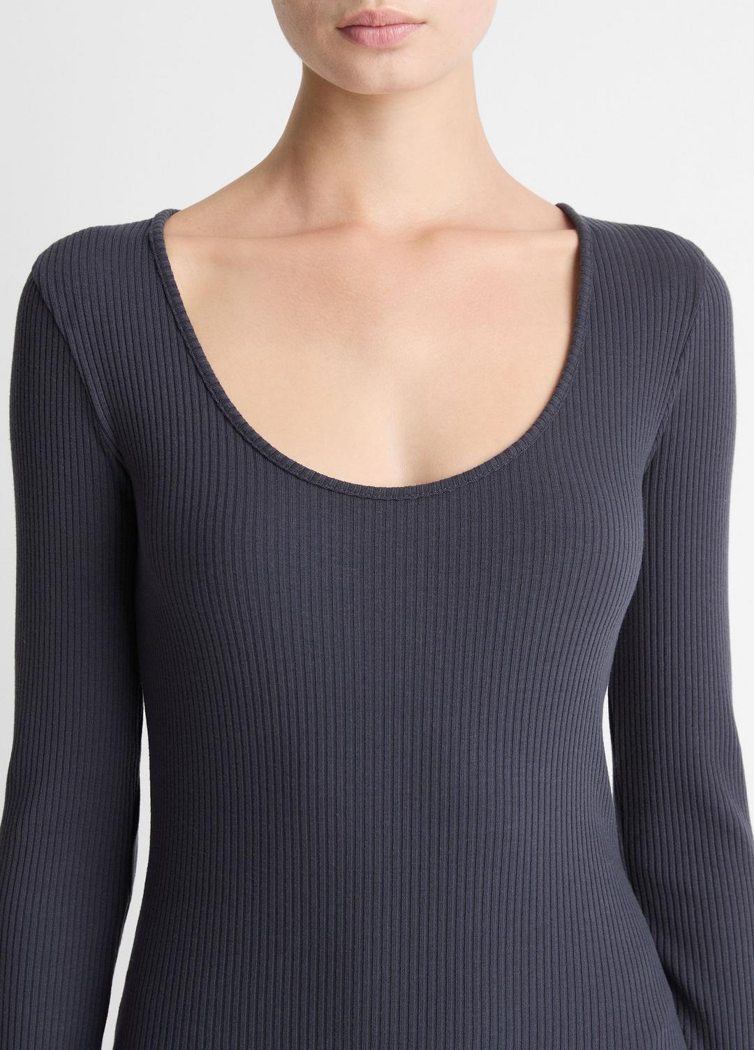 Ribbed Cotton-Blend Scoop-Neck Dress in Dresses - NIGHT MARINE