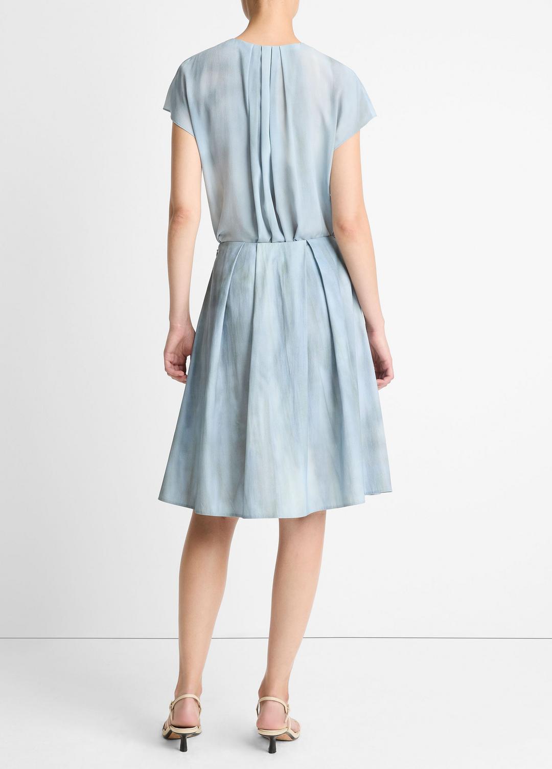 Washed Ombré Cotton Pleated Knee Skirt in Skirts - AZURA WASH