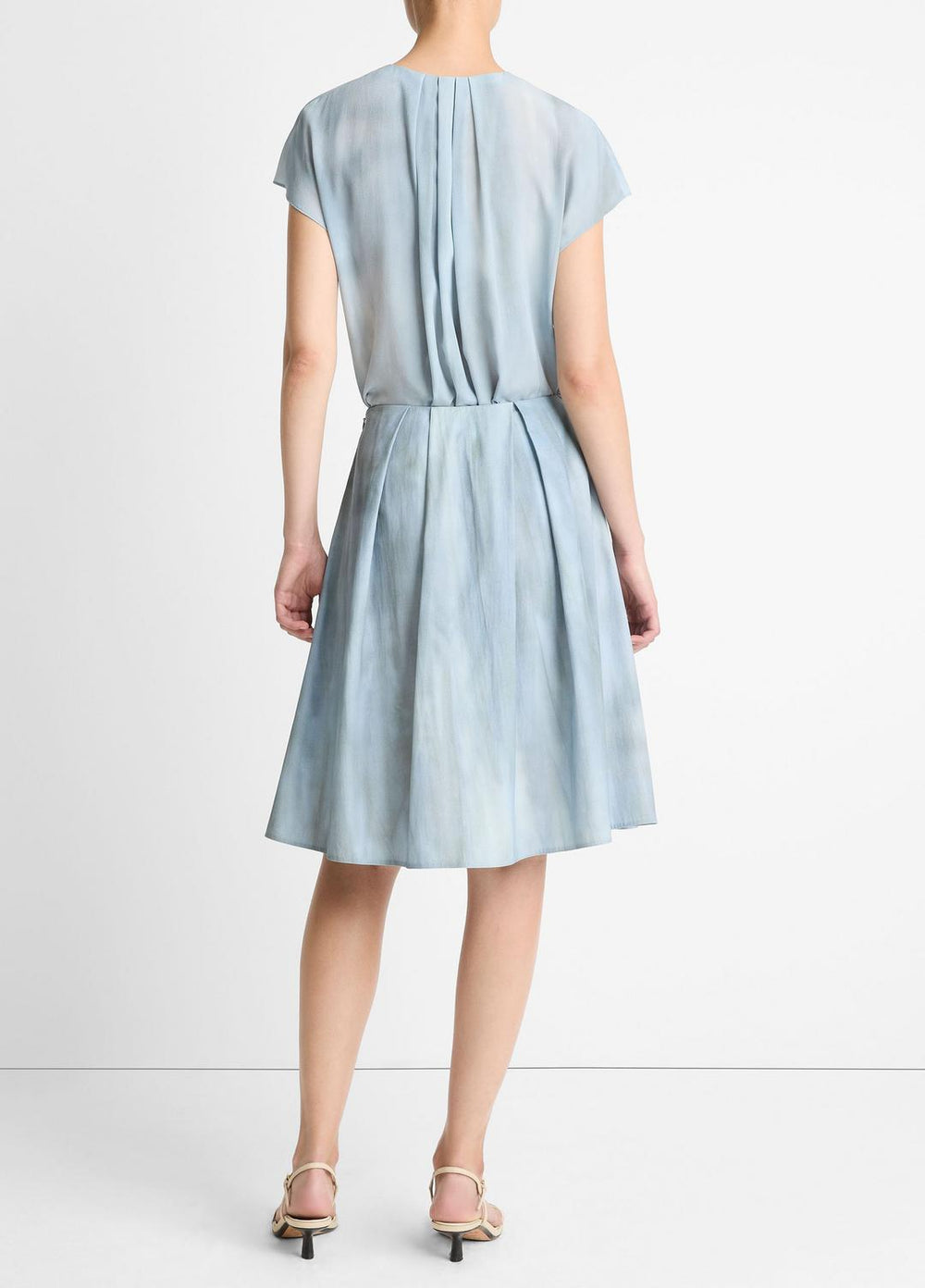 Washed Ombré Cotton Pleated Knee Skirt in Skirts - AZURA WASH