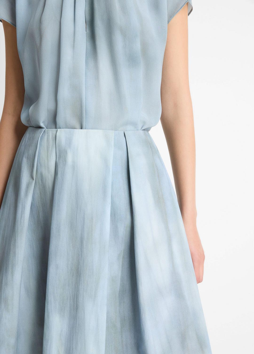 Washed Ombré Cotton Pleated Knee Skirt in Skirts - AZURA WASH
