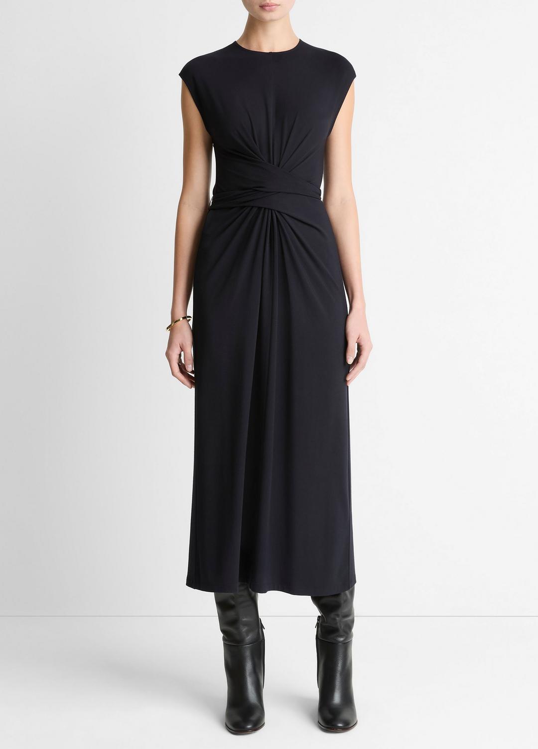 Jersey Wrap Midi Dress in Dresses - COASTAL BLUE