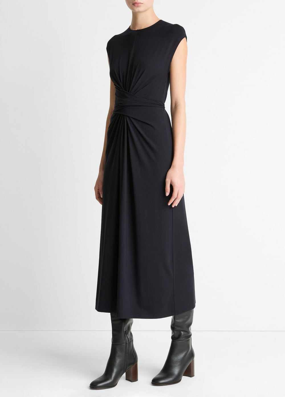 Jersey Wrap Midi Dress in Dresses - COASTAL BLUE