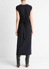 Jersey Wrap Midi Dress in Dresses - COASTAL BLUE