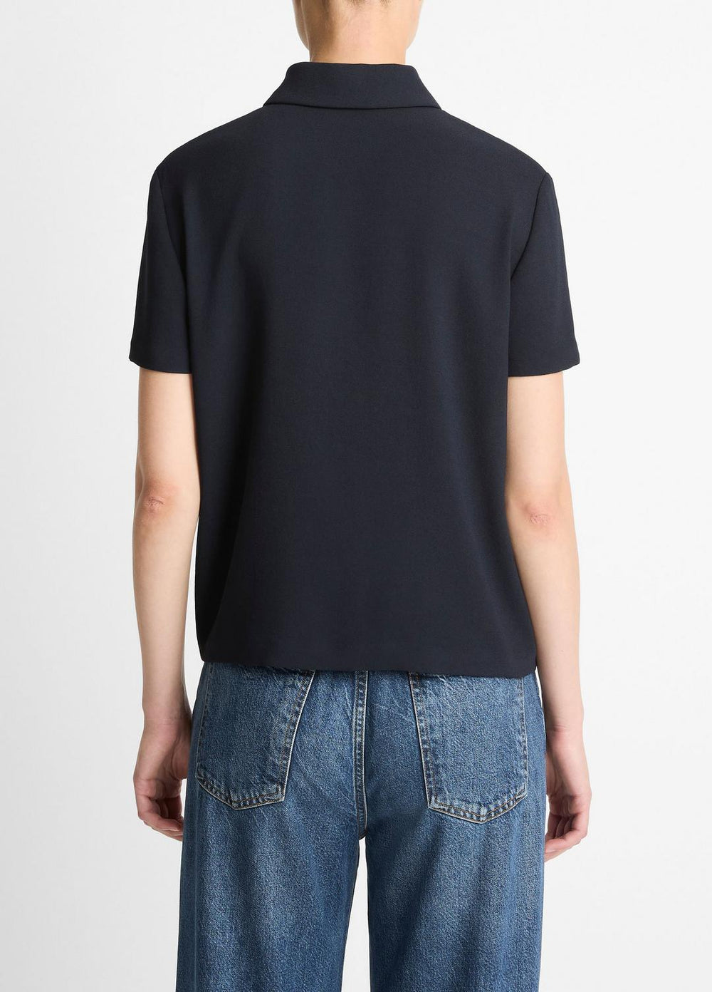 Crepe Polo Shirt in Short Sleeve - COASTAL BLUE