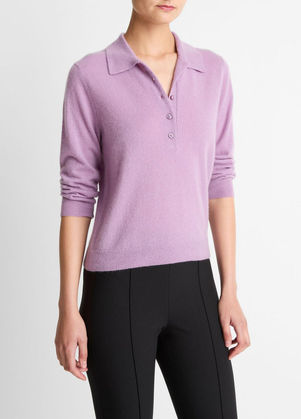 Cashmere-Silk Polo Sweater in Cashmere - MULBERRY