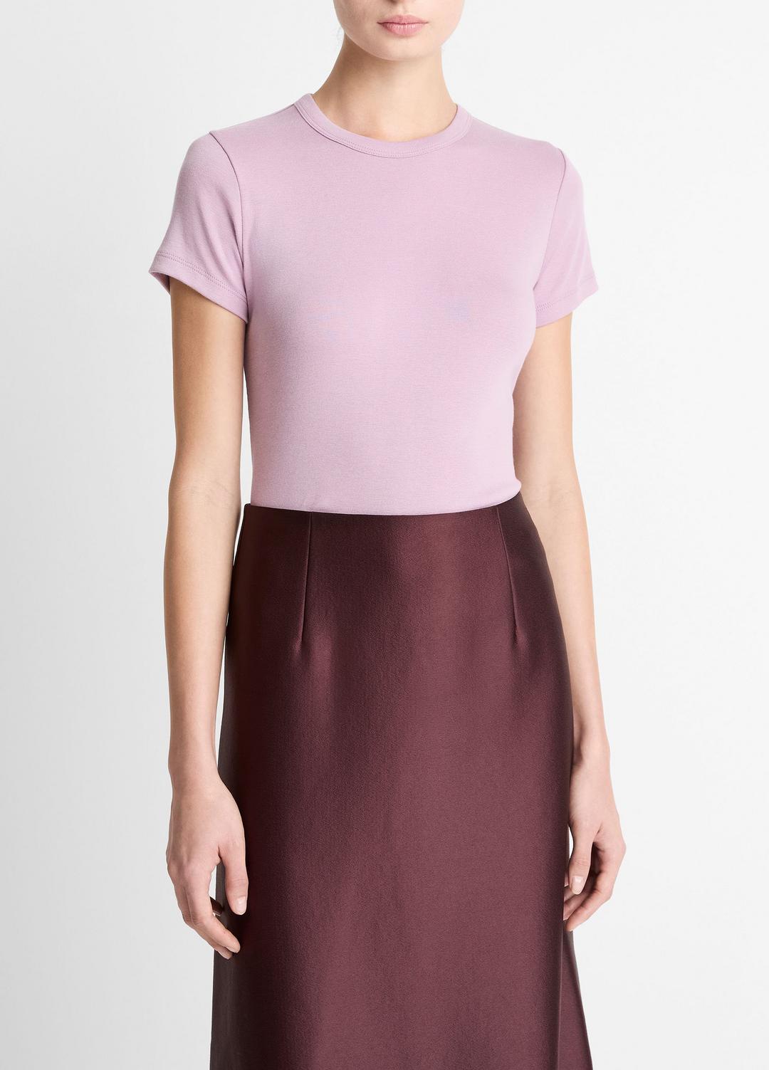Pima Cotton-Blend '90s Shrunken T-Shirt in Short Sleeve - AMETHYST