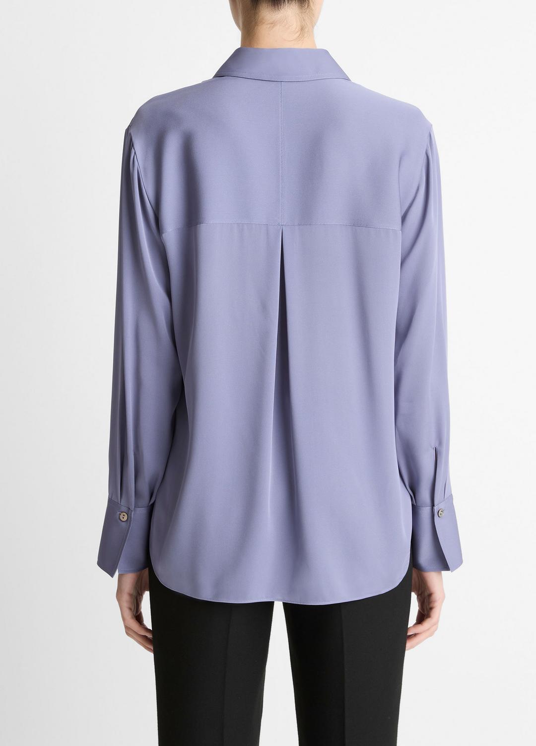 Stretch-Silk Button-Front Blouse in Long Sleeve - MAUVE IRIS