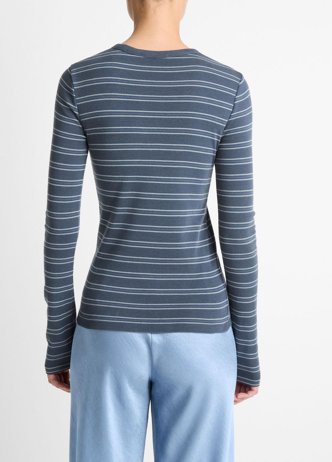 Striped Pima Cotton-Blend Long-Sleeve T-Shirt in Long Sleeve - AZURA COMBO