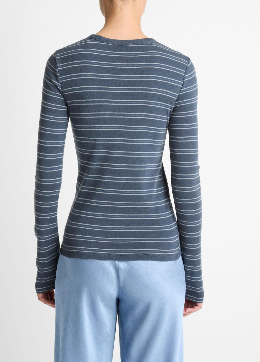 Striped Pima Cotton-Blend Long-Sleeve T-Shirt in Long Sleeve - AZURA COMBO