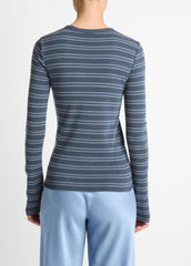 Striped Pima Cotton-Blend Long-Sleeve T-Shirt in Long Sleeve - AZURA COMBO