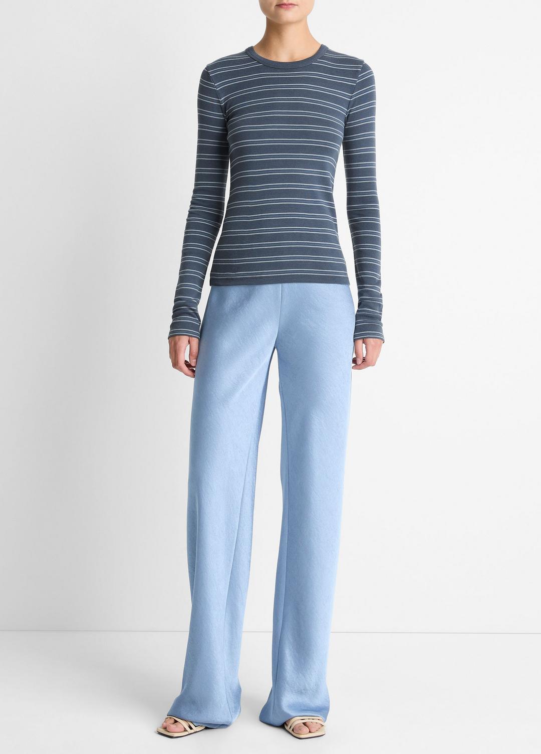 Striped Pima Cotton-Blend Long-Sleeve T-Shirt in Long Sleeve - AZURA COMBO