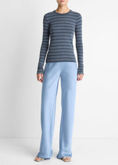 Striped Pima Cotton-Blend Long-Sleeve T-Shirt in Long Sleeve - AZURA COMBO