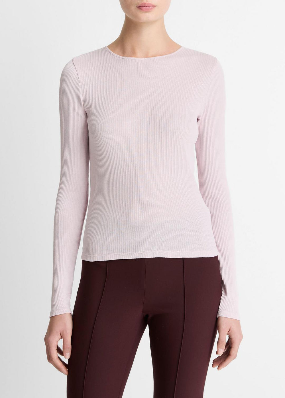 Ribbed Pima Cotton Long-Sleeve T-Shirt in Long Sleeve - IRIS QUARTZ