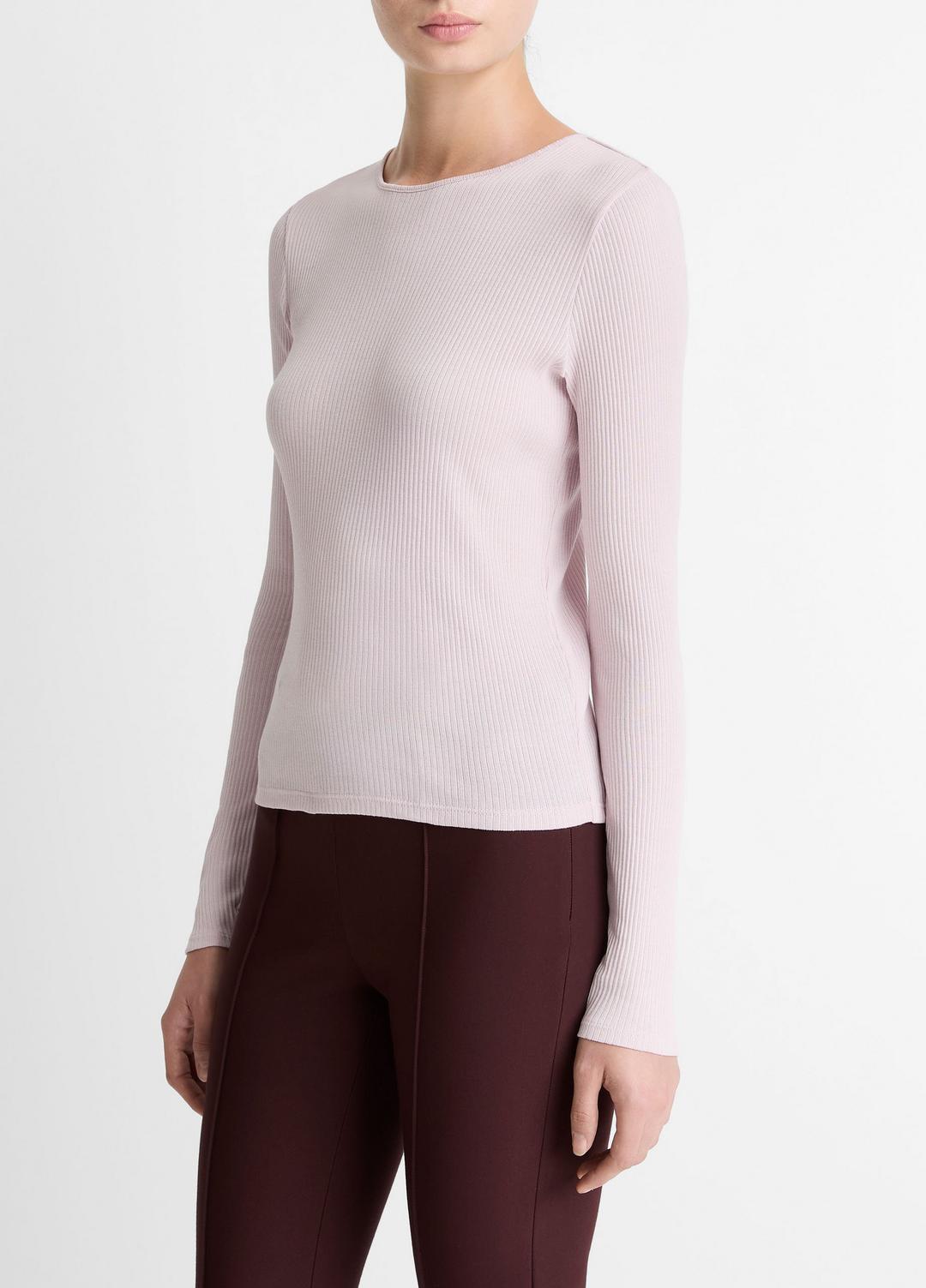 Ribbed Pima Cotton Long-Sleeve T-Shirt in Long Sleeve - IRIS QUARTZ