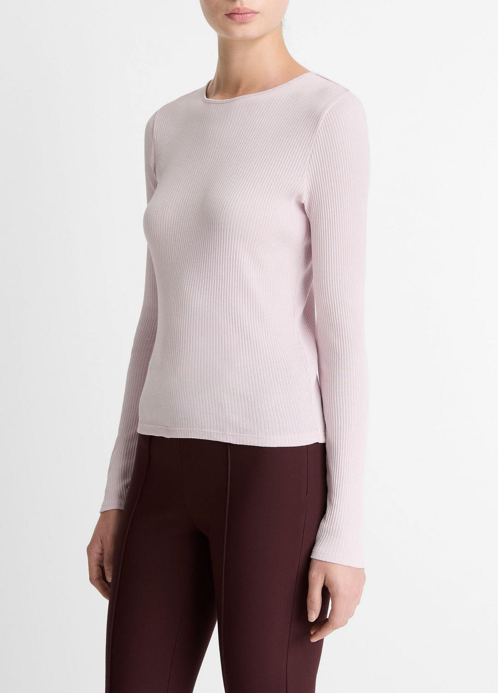 Ribbed Pima Cotton Long-Sleeve T-Shirt in Long Sleeve - IRIS QUARTZ
