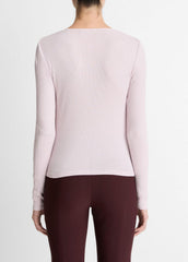 Ribbed Pima Cotton Long-Sleeve T-Shirt in Long Sleeve - IRIS QUARTZ