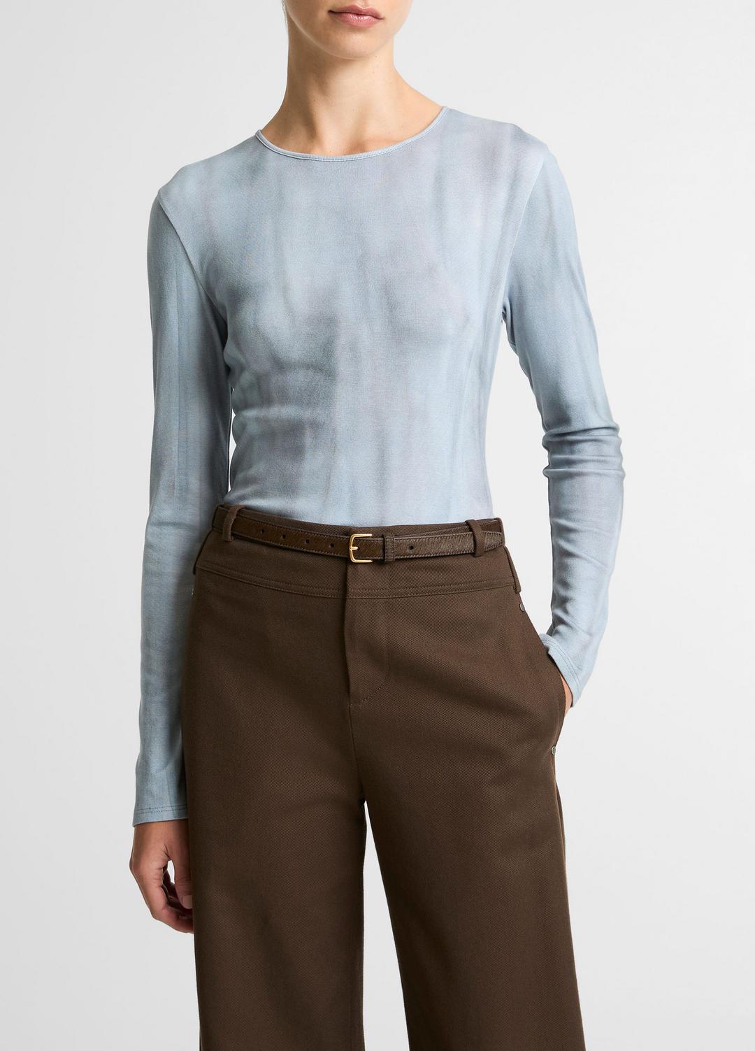Washed Ombré Pima Cotton-Blend Long-Sleeve T-Shirt in Long Sleeve - AZURA WASH