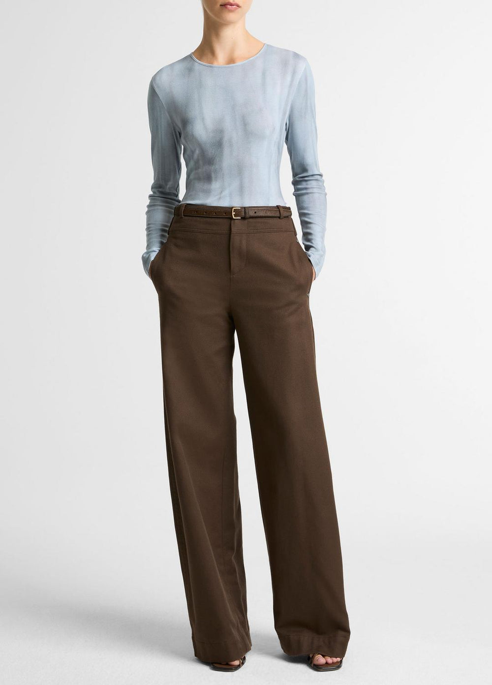 Washed Ombré Pima Cotton-Blend Long-Sleeve T-Shirt in Long Sleeve - AZURA WASH