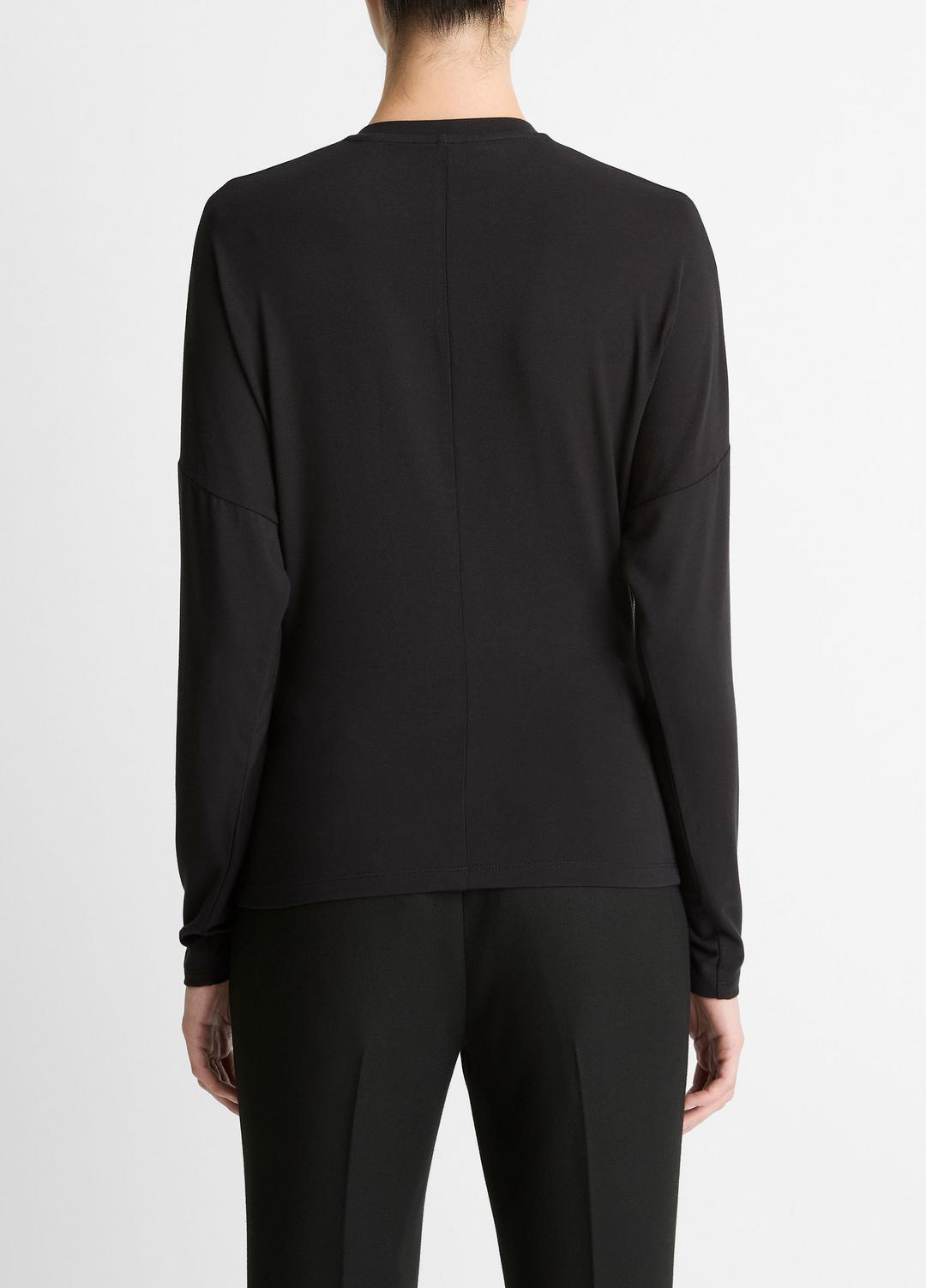Fixed-Drape Long-Sleeve T-Shirt in Long Sleeve - BLACK