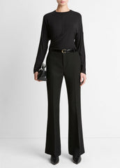 Fixed-Drape Long-Sleeve T-Shirt in Long Sleeve - BLACK