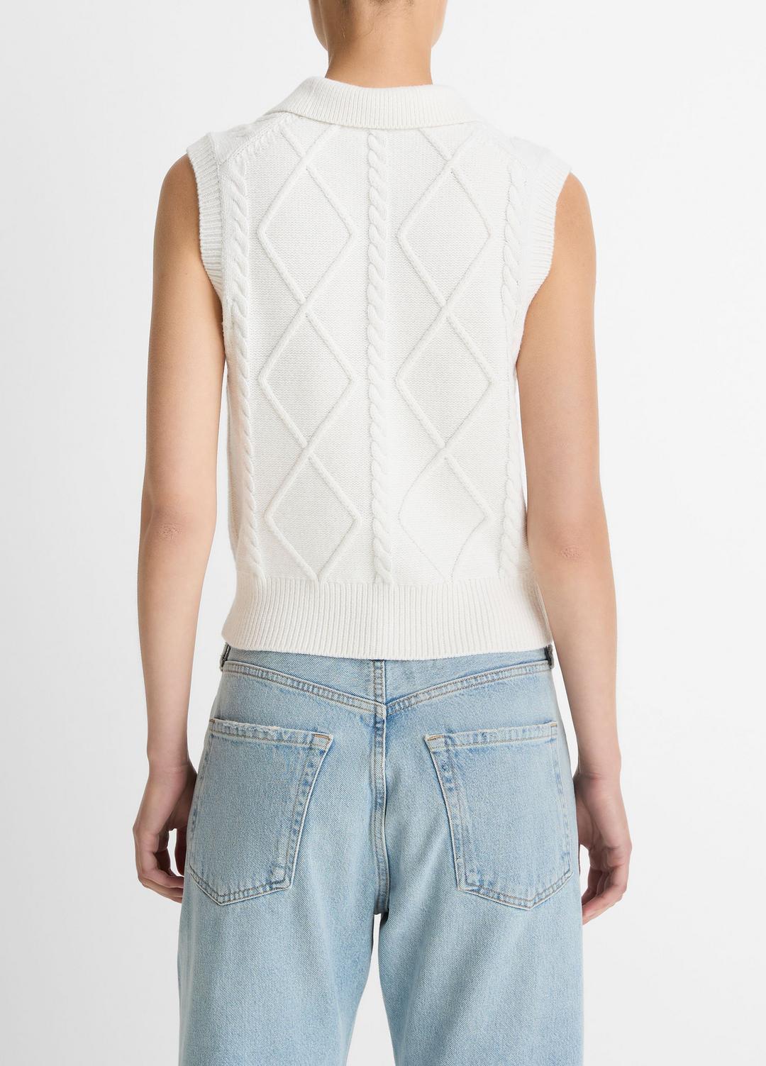 Cable-Knit Wool & Cotton-Blend Sweater Vest in V-Neck - OFF WHITE