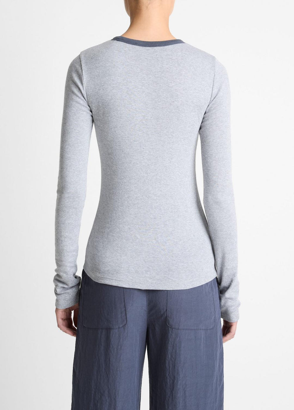Tipped Heathered Pima Cotton-Blend Long-Sleeve T-Shirt in Long Sleeve - HEATHER THISTLE COMBO