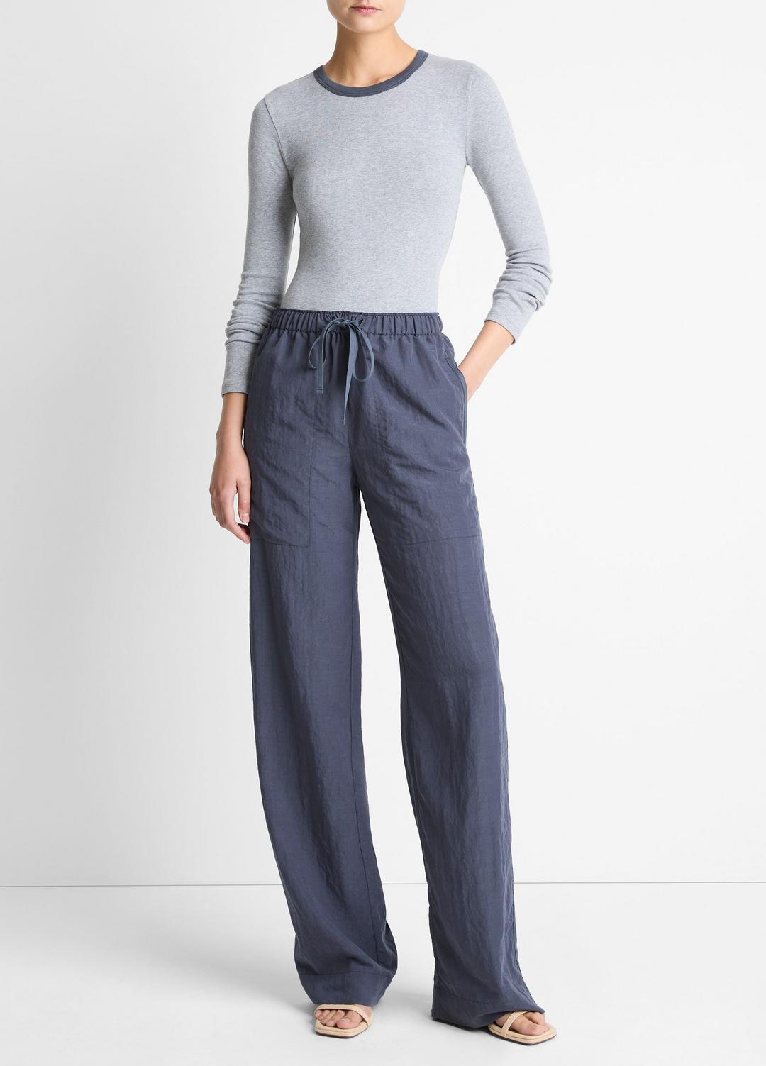 Tipped Heathered Pima Cotton-Blend Long-Sleeve T-Shirt in Long Sleeve - HEATHER THISTLE COMBO