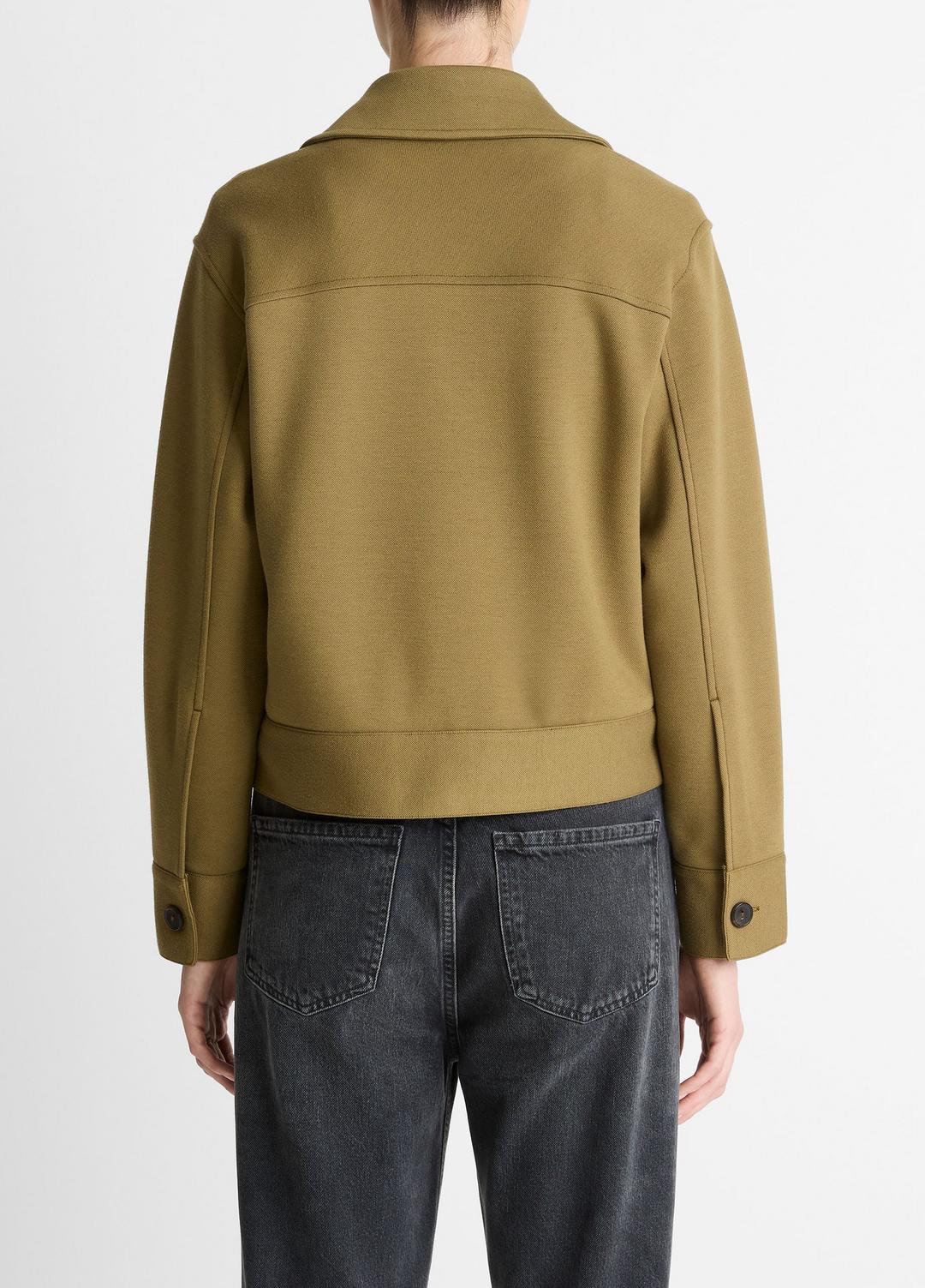 Double-Face Cropped Jacket in Jackets - DARK OLIVE STONE