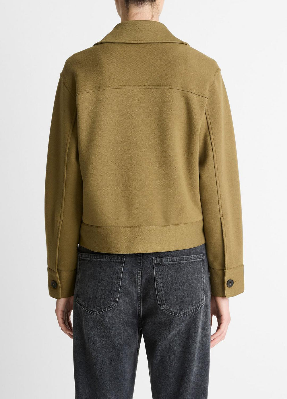 Double-Face Cropped Jacket in Jackets - DARK OLIVE STONE