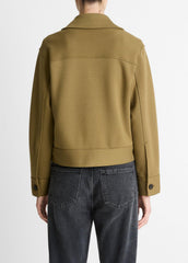 Double-Face Cropped Jacket in Jackets - DARK OLIVE STONE