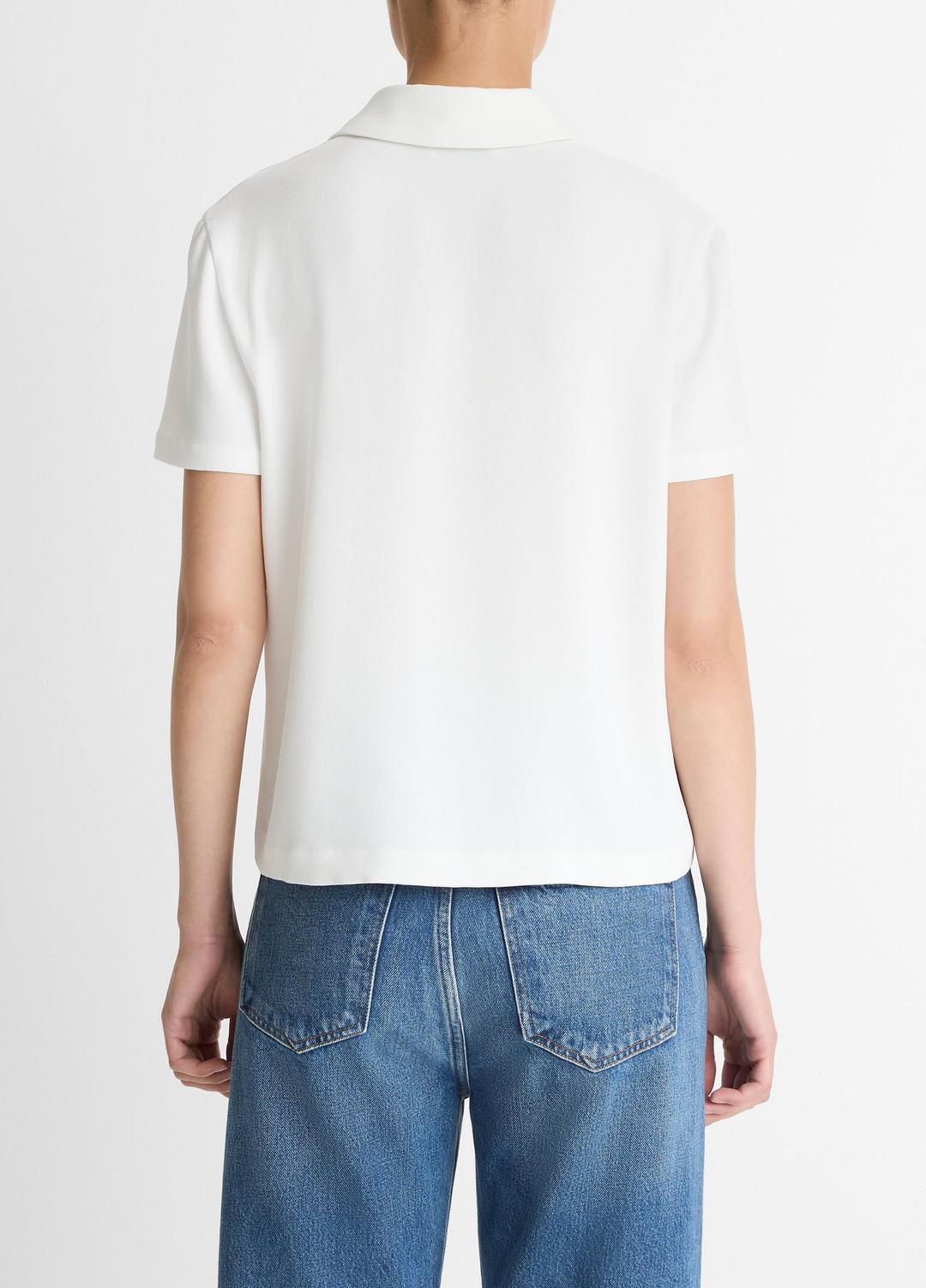 Crepe Polo Shirt in Short Sleeve - OFF WHITE