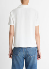 Crepe Polo Shirt in Short Sleeve - OFF WHITE