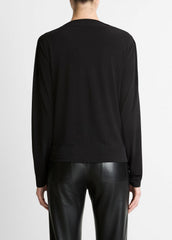 Matte Jersey Cowl-Neck Top in Long Sleeve - BLACK