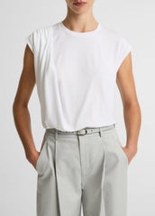 Pima Cotton-Blend Draped Relaxed Top in Tank Tops - OPTIC WHITE