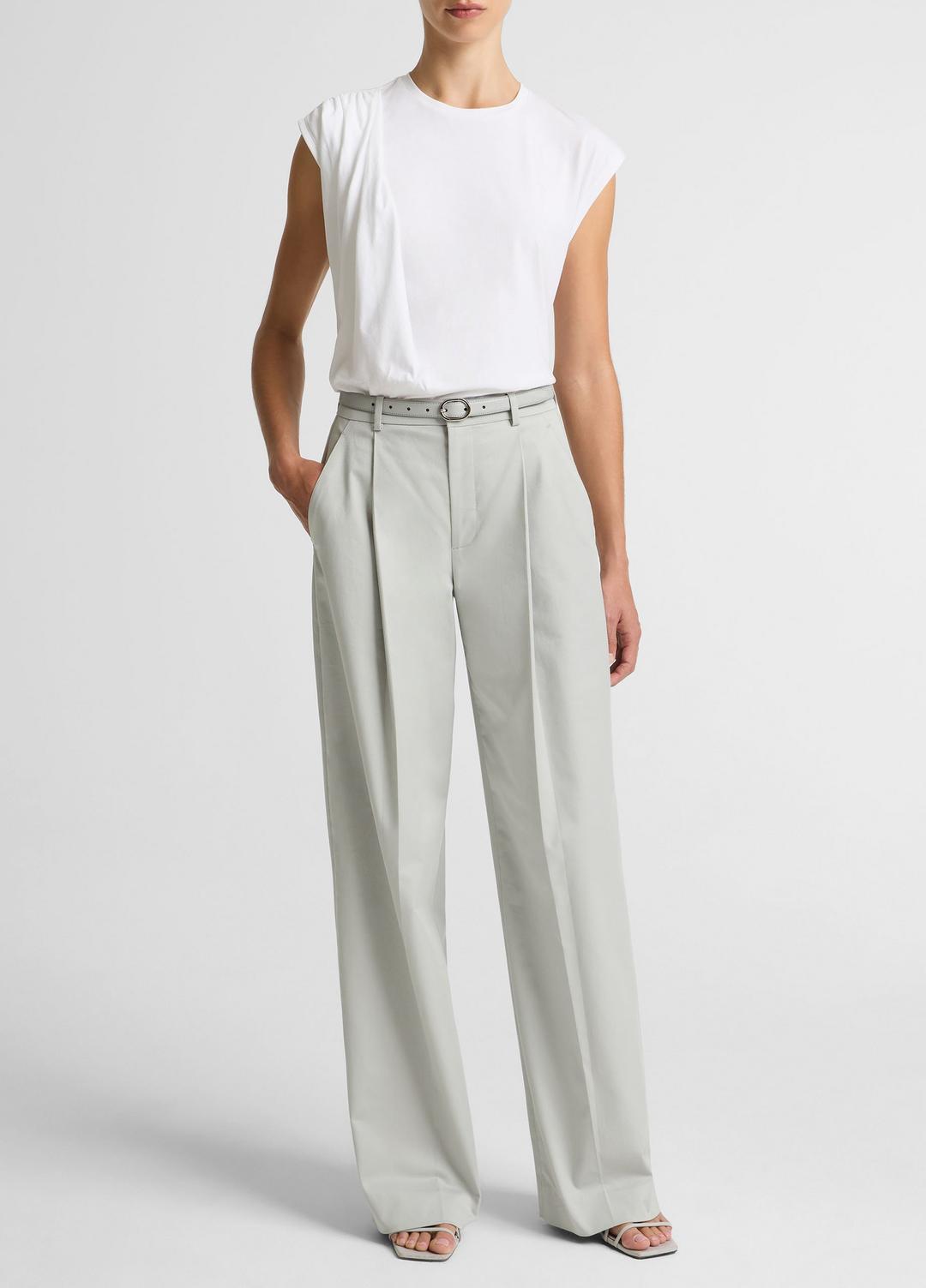 Pima Cotton-Blend Draped Relaxed Top in Tank Tops - OPTIC WHITE
